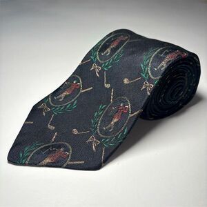 Brooks Brothers Golfer %100 Silk Makers & Merchants Navy Men's Neck Tie VTG